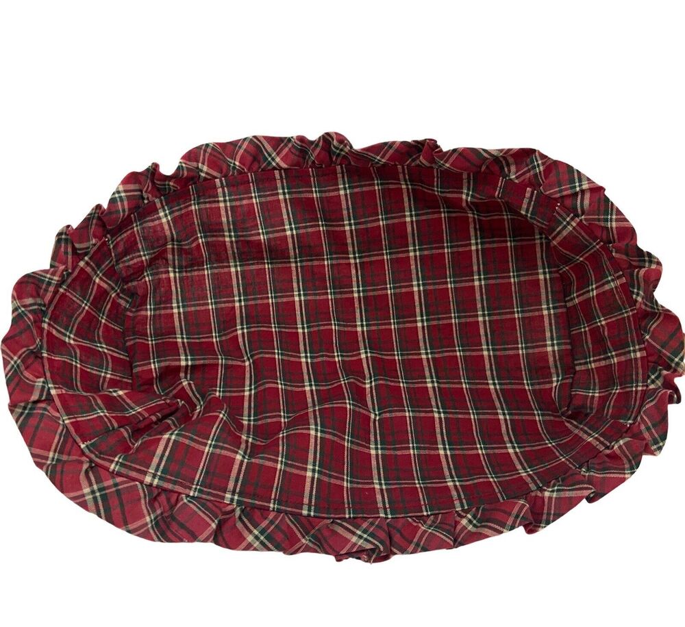 Longaburger Holiday Plaid Red Green Fabric Liner 12x4 Inside